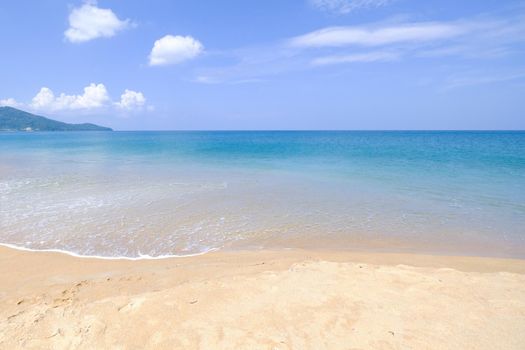 Landscapes View The atmosphere is beautiful Sand and sea and the color of the sky, The beach phuket of Thailand.