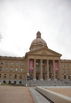  On October 6, 2017: Editorial view of the dome and columns of Edmonton's legislature building 