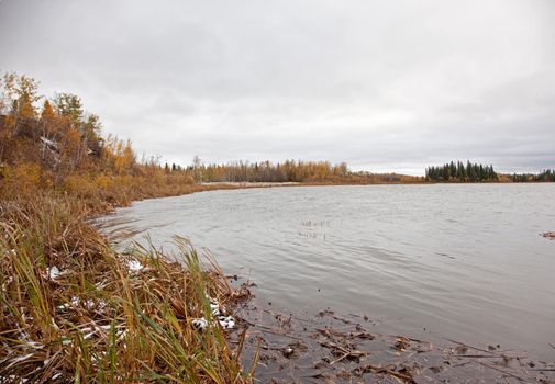 a still pond or lake at Elk Island Park in Alberta