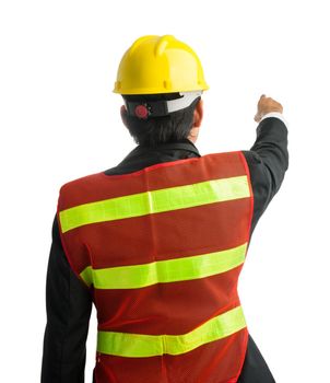 Businessman with construction helmet Isolated on over white background