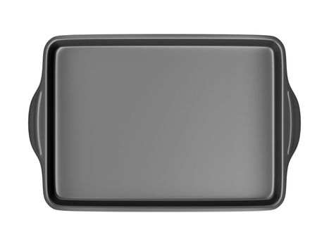 Black baking pan isolated on white background, top view