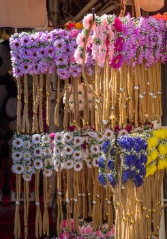 Head crown made of beautiful fake flowers wreath