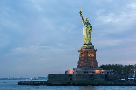 Statue of Liberty at dusk, New York City, USA.