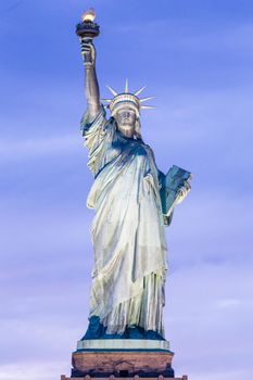 Statue of Liberty at dusk, New York City, USA.