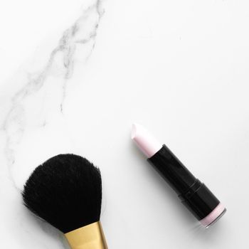 Make-up and cosmetics products on marble, flatlay background - modern feminine lifestyle, beauty blog and fashion inspiration concept