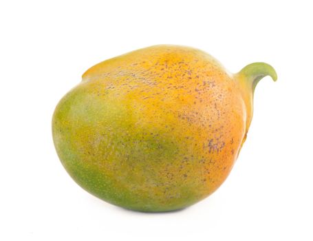 mango fruit and leaves isolated on white background