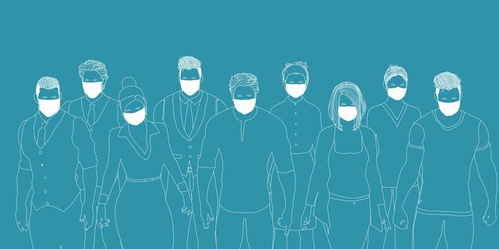 Business People Wearing Medical Masks to Prevent Spread of Virus