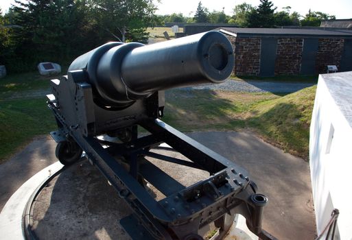 an old cannon at York Redoubt National Park in Nova Scotia
