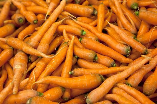 a group of orange carrots at a market