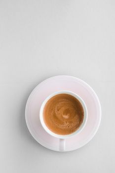 Drinks menu, italian espresso recipe and organic shop concept - Cup of hot french coffee as breakfast drink, flatlay cups on white background