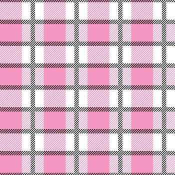 White and pink Scotland textile seamless pattern. Fabric texture check tartan plaid. Abstract geometric background for cloth, card, fabric. Monochrome graphic repeating design. Modern squared ornament