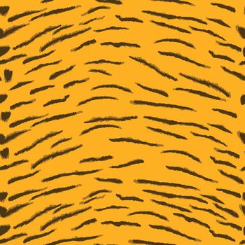 Abstract modern tiger seamless pattern. Animals trendy background. Orange and black decorative vector stock illustration for print, card, postcard, fabric, textile. Modern ornament of stylized skin.