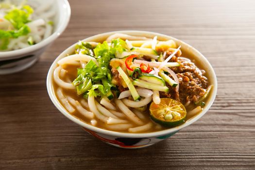 Assam Laksa (Noddle in Tangy Fish Gravy) is a Special Malaysian Popular Food