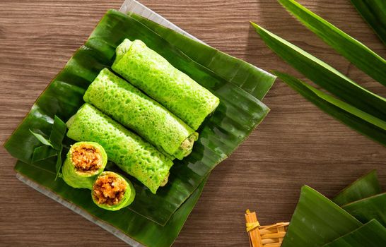 Malaysia sweet dessert with coconut known as kuih ketayap