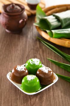 Kuih kosui, traditional Malaysian Nyonya sweet cake. It is best eaten with freshly grated coconut.