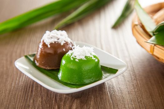 Kuih kosui, traditional Malaysian Nyonya sweet cake. It is best eaten with freshly grated coconut.