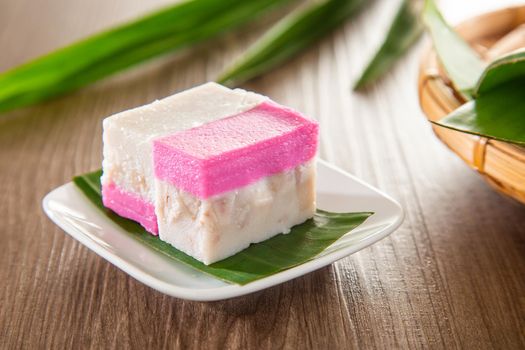 Kuih Talam made of pandan leaf and coconut - Malaysia traditional snacks from Peranakan Culture