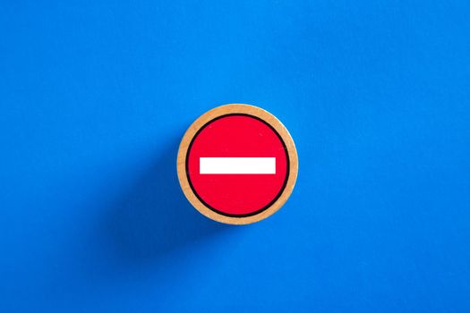 No entry sign on blue background. Travel Restriction