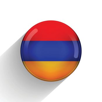 Glass light ball with flag of Armenia. Round sphere, template icon. Armenian national symbol. Glossy realistic ball, 3D abstract vector illustration highlighted on a white background. Big bubble.