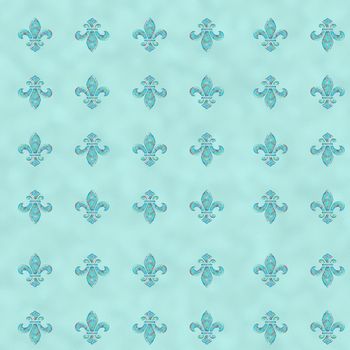 Royal Lily Fleur de Lis Seamless Pattern. Turquoise blue seamless background with lily fleur de lis for print fabric or poster. illustration