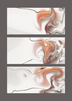 Pastel fluid marble agate pattern, gold texture, abstract background. Set of different designs. Modern colourful trendy background. Wave colour Liquid shape. Abstract design. 3D Illustration