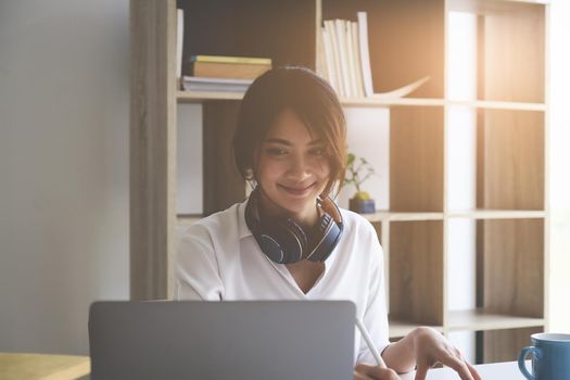 Portrait of an executive business woman advisor, agent, representative and video call via laptop computer. Smart, intelligent, friendly, concept