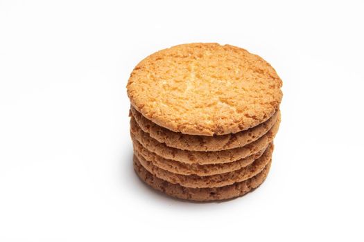 A stack of cookies isolated on a white background . Cookie. Bakery products. Isolated background. Copy space
