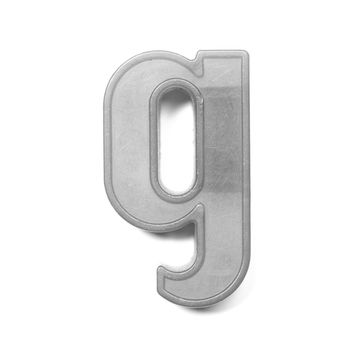 Magnetic lowercase letter G of the British alphabet in black and white