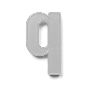 Magnetic lowercase letter Q of the British alphabet in black and white