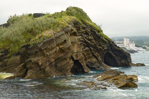 Rock formation and waves in Ponta Delgada Azores