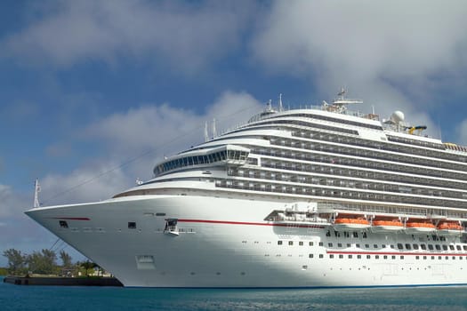 Cruise Ship Docked in the Port of Nassau in Bahamas.