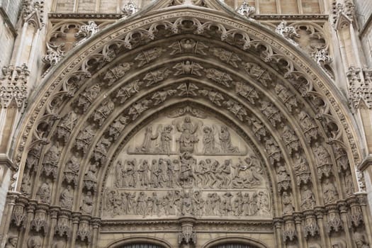 Detail of a door frame at cathedral of our lady in Antwerp Belgium.