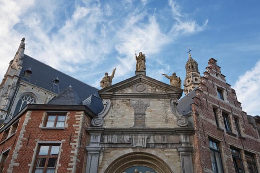 Sculptures of XVIII century on St. Paul's Church (Sint-Pauluskerk), which is a Roman Catholic church located at the Veemarktkade in Antwerp, Belgium.