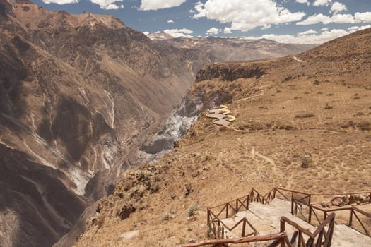 Lookout point for watching condors in Colca, Arequipa, Peru. This is where people gather to see those majestic birds.