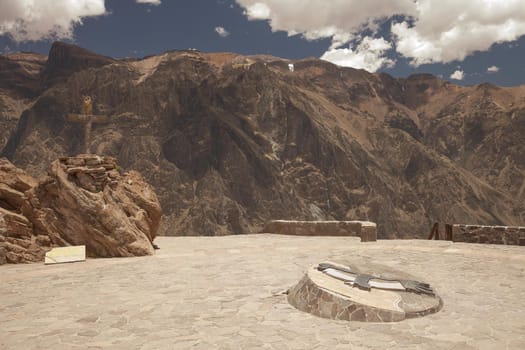 Lookout point for watching condors in Colca, Arequipa, Peru. This is where people gather to see those majestic birds.