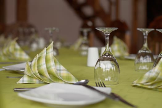 Traditional table setting for casual lunch, dinner or celebrating an event