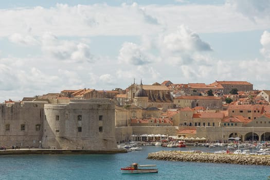 Panoramic view of the bay and Old Town of Dubrovnik, Croatia.