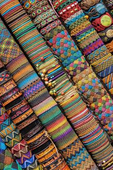 Handmade Peruvian Bracelets in Market, Cuzco, Peru, South America