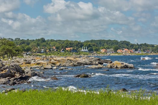 Coast line of Baltic Sea near the village of Svaneke on Island Bornholm in Denmark.