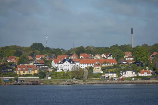 View of Helsingor or Elsinore from Oresund strait in Denmark.