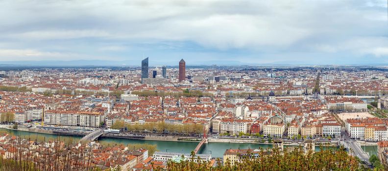 View of Lyon from Basilica of Notre-Dame de Fourviere hill, Frane