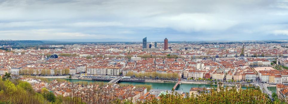 View of Lyon from Basilica of Notre-Dame de Fourviere hill, Frane