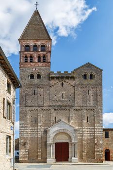 Saint-Philibert de Tournus is a medieval church, the main surviving building of a former Benedictine abbey in Tournus, France. View from facade