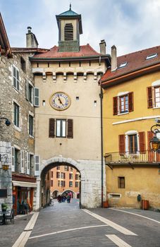 Sainte-Claire gate in Old Town of Annecy, France