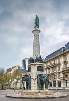 Elephants Fountain in Chambery city center, France