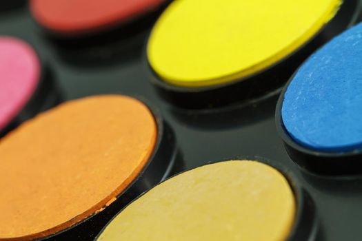 Close up of Water color paints