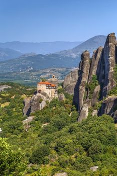 View of monastery of St. Nicholas Anapausas in Meteora, Greece