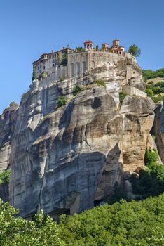 View of rock with Monastery of Varlaam in Meteora, Greece