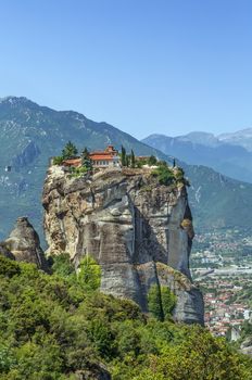 View of Monastery of the Holy Trinity om rock in Meteora, Greece