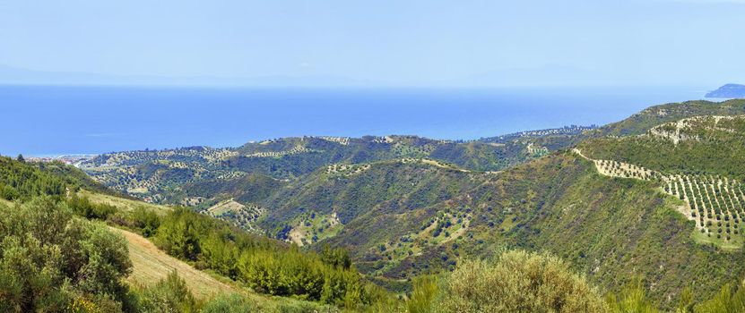 Hilly landscape on the Kassandra peninsula, Chalkidiki, Greece